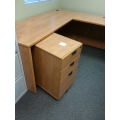 Sugar Maple 3 Drawer Box Box File Rolling Pedestal, Locking Sugar Maple 3 Drawer Box Box File Rolling Pedestal, Locking